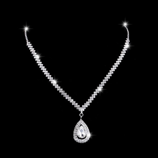 Special Price! Jewelry set luxury wedding the dinner party women's water drop stone necklace and earring suit - 图片 3