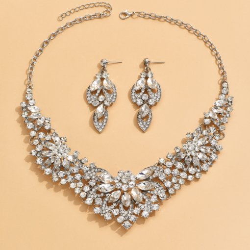 Jewelry suit wholesale cross-border popular exaggerated women's wedding dinner women's necklace and earrings suite suit multi-color choice - Image 9