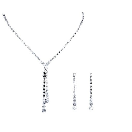 Bridal Ornament rhinestone tassel water drop crystal earrings and necklace set wedding dress studio jewelry female 603 - 图片 5