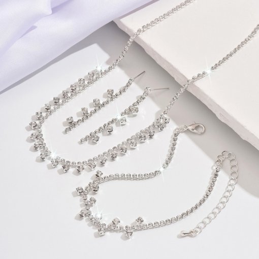 Cross-border hot selling small square pendant necklace European and American popular ornament fashion all-match light luxury clavicle chain earring bracelet - Image 3