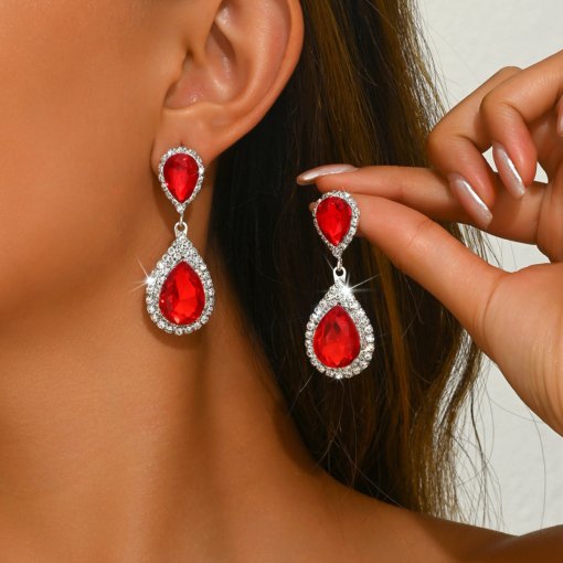 Exaggerated bridal wedding earrings African popular women's diamond long earrings cross-border European and American silver tassel earrings - 图片 12