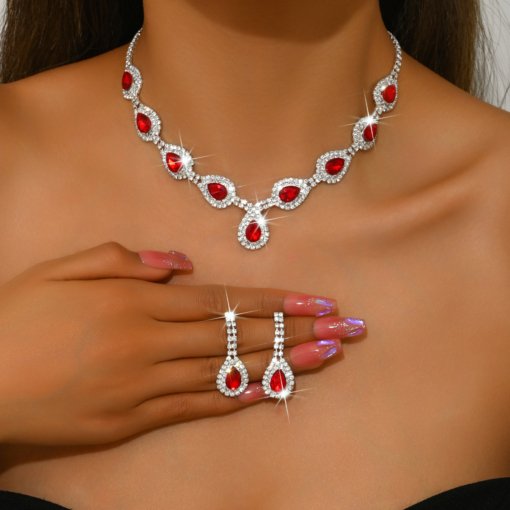 European and American entry lux high-grade zircon Jewelry necklace earrings niche retro clavicle chain fashionable all-match necklace suit - Image 3