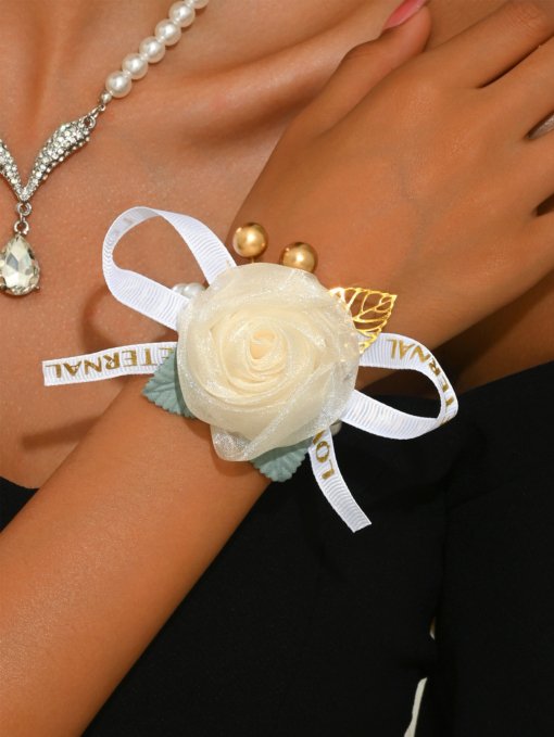 European and American wedding party Pearl women's fashion temperament bride formal dress accessories necklace earrings flower bracelet suit - 图片 10