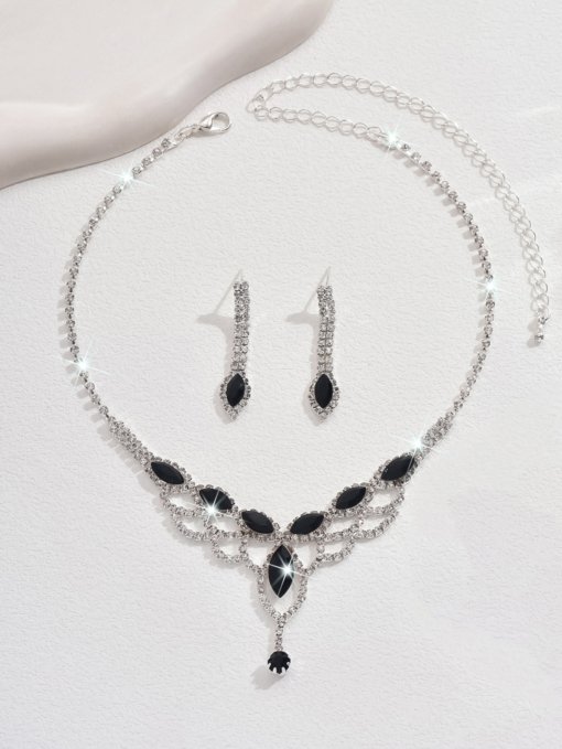 Fashionable simple full diamond Super Flash drop-shaped mesh necklace earrings bracelet ornament bridal elegant accessories - Image 6