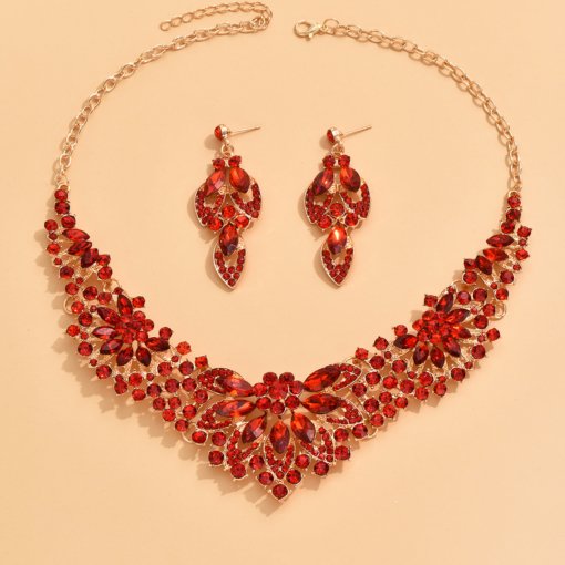 Jewelry suit wholesale cross-border popular exaggerated women's wedding dinner women's necklace and earrings suite suit multi-color choice - Image 7