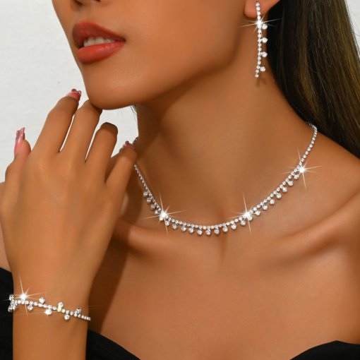 Cross-border hot selling small square pendant necklace European and American popular ornament fashion all-match light luxury clavicle chain earring bracelet - Image 2
