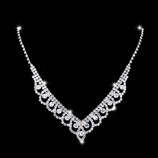 Cross-Border sold jewelry wholesale fashion lace inlaid diamond necklace and earring suit woman accessories wedding 602 - 图片 3