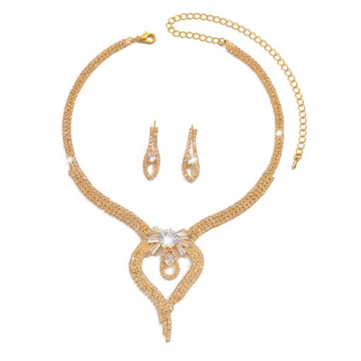 Jewelry set wholesale ornament foreign trade fashion loose diamond necklace earrings Jewelry dinner party accessories set - 图片 5