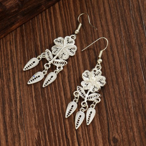 Fashion national fashion ethnic style ethnic minority silver vintage earrings - 图片 3