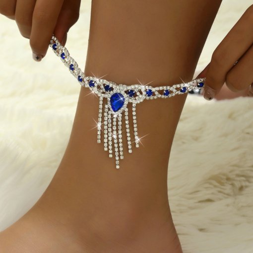 Hot sale in Europe and America sexy fashion popular style black water drop tassel rhinestone anklet female ankle over rhinestone jewelry lot - Image 6