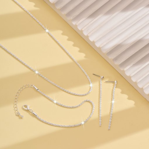 925 sterling silver sparkling necklace for women light luxury minority design starry clavicle chain plain chain silver pure necklace necklace - 图片 2