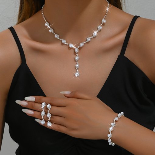 2024wish Amazon cross-border platform supplies fashion jewelry suit necklace ear stud bracelet