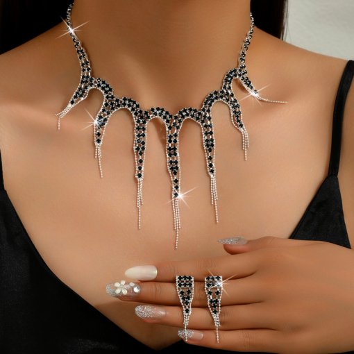 Hot sale cross-border sold jewelry wholesale fashion jewelry party women's rhinestone quartz cool octopus necklace and earring suit - Image 4