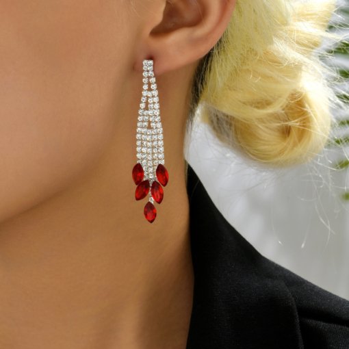 Cross-border new arrival small jewelry wholesale popular claw chain rhinestone horse eye water drop tassel earrings earrings 646 - 图片 4