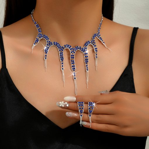 Hot sale cross-border sold jewelry wholesale fashion jewelry party women's rhinestone quartz cool octopus necklace and earring suit - Image 3