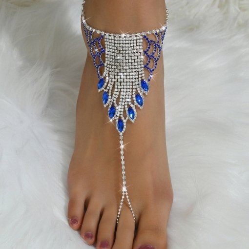 Hot Selling anklet finger rhinestone foot ornaments Europe and America cross border Beach multi-layer tassel bride super hot all-match - 图片 6