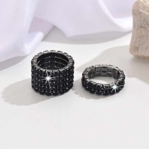 Fashion and fully-jewelled stretch ring Gold Silver multi-color optional fit women's party dinner daily wear - Image 12