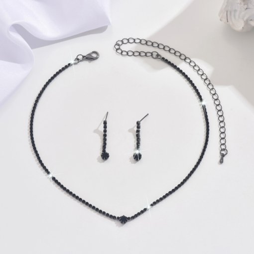 Europe and america cross border ornament crystal glass beads haematite heart clavicle chain ins style fashion simple necklace women - 图片 5