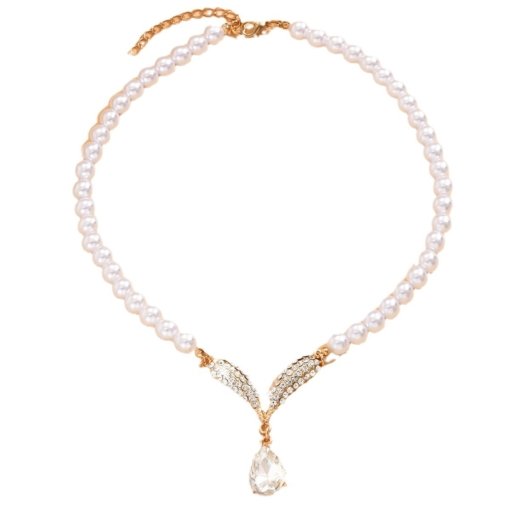 Jewelry set Korean style personality imitation pearl necklace and earrings suite Women's temperament bride formal dress accessories - Image 5