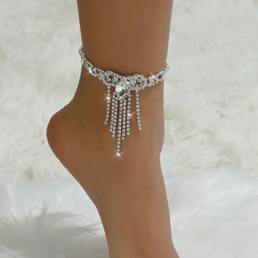 Hot sale in Europe and America sexy fashion popular style black water drop tassel rhinestone anklet female ankle over rhinestone jewelry lot - Image 10