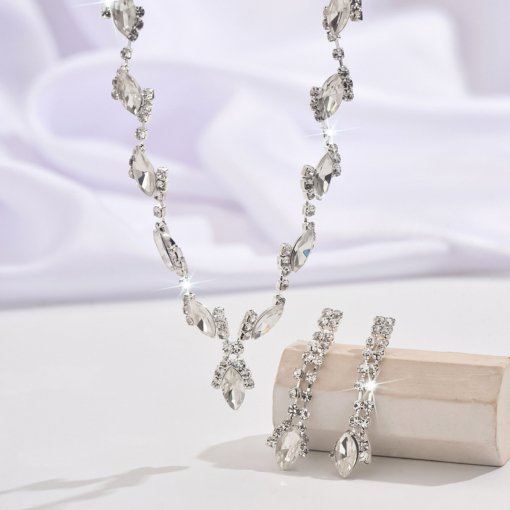 Fashion and fully-jewelled wedding jewelry cross-border European and American special interest earrings style necklace suit wholesale - 图片 4