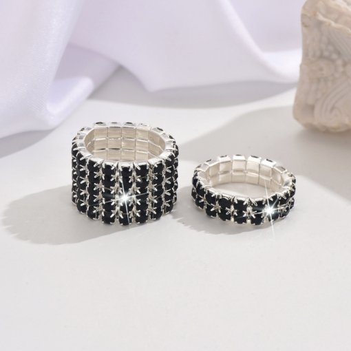 Fashion and fully-jewelled stretch ring Gold Silver multi-color optional fit women's party dinner daily wear - Image 11