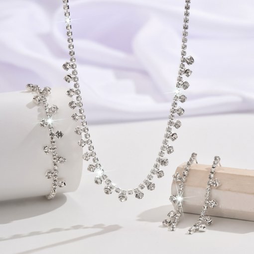 Cross-border hot selling small square pendant necklace European and American popular ornament fashion all-match light luxury clavicle chain earring bracelet - Image 4