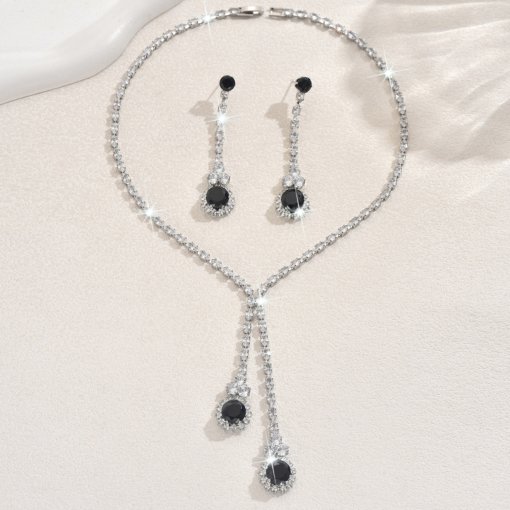 European and American court antique style green zircon necklace and earring suit short clavicle chain female ins formal dress accessories - 图片 5