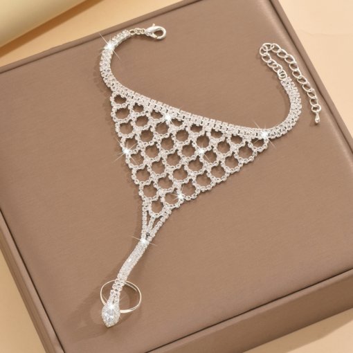European and American fashion accessories personalized mesh rhinestone finger finger chain trendy grace full diamond accessories - Image 4