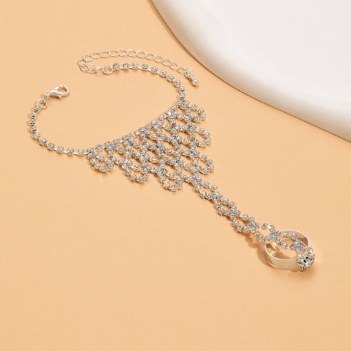 New fashion diamond bracelet ring integrated chain Latin dance finger chain fashion fashionable women mixed bracelet 998# - 图片 4