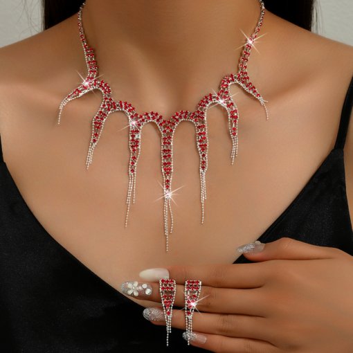 Hot sale cross-border sold jewelry wholesale fashion jewelry party women's rhinestone quartz cool octopus necklace and earring suit