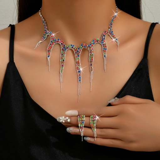 Hot sale cross-border sold jewelry wholesale fashion jewelry party women's rhinestone quartz cool octopus necklace and earring suit - Image 7