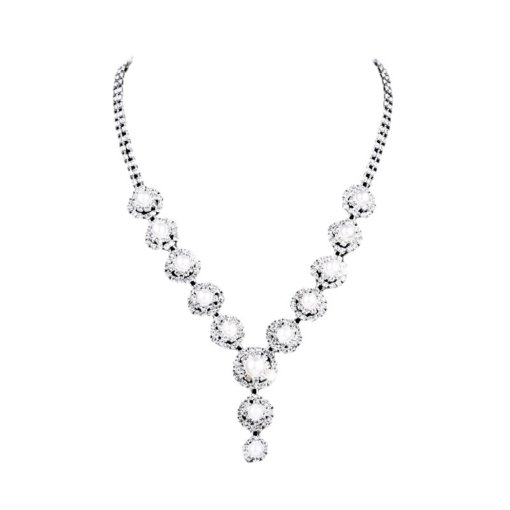 Amazon cross-border sold jewelry wholesale European and American rhinestone suit necklace female inlaid artificial pearl earrings bridal set - Image 5