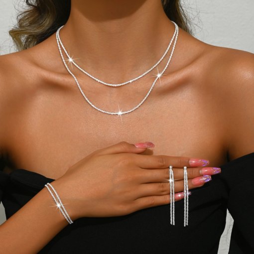 925 sterling silver sparkling necklace for women light luxury minority design starry clavicle chain plain chain silver pure necklace necklace - 图片 2