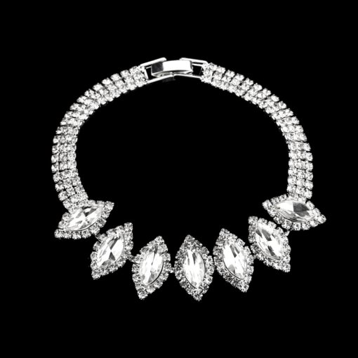 Cross-border supply hot sale crystal rhinestone jewelry necklace suit bridal wedding necklace earring bracelet three-piece set - Image 8