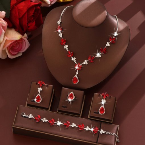 Quality Life cross-border European and American advanced bracelet bow necklace earring bracelet ring advanced ornament wholesale - 图片 6