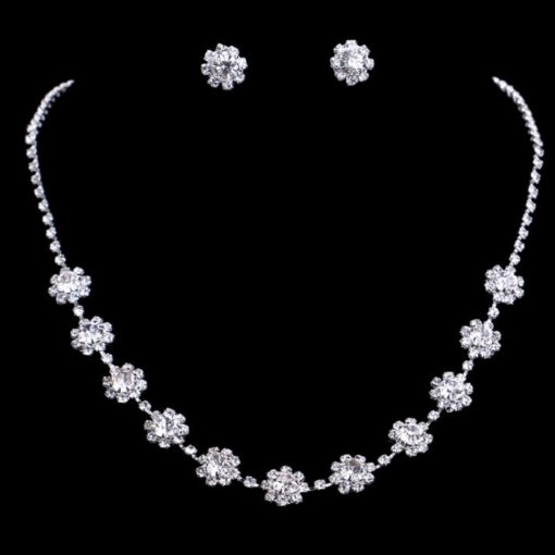 Cross-border jewelry simple shiny SUNFLOWER necklace and earring suit women's clothing accessories wedding necklace - 图片 4