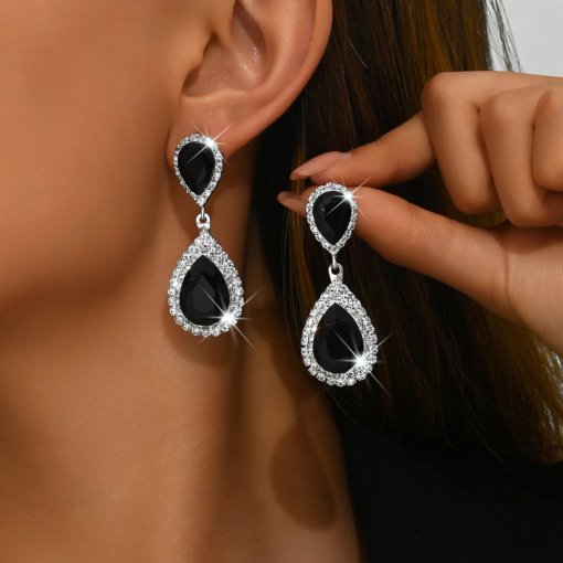 Exaggerated bridal wedding earrings African popular women's diamond long earrings cross-border European and American silver tassel earrings - 图片 2