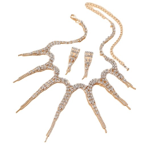 Hot sale cross-border sold jewelry wholesale fashion jewelry party women's rhinestone quartz cool octopus necklace and earring suit - Image 5