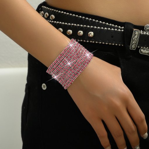 European and American style women's diamond elastic bracelet color zircon rhinestone claw chain colorful crystals bracelet gem (10 pieces) - 图片 7