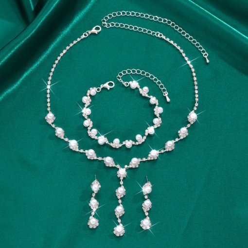 2024wish Amazon cross-border platform supplies fashion jewelry suit necklace ear stud bracelet - Image 3