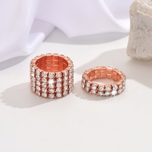 Fashion and fully-jewelled stretch ring Gold Silver multi-color optional fit women's party dinner daily wear - Image 10