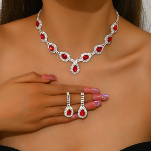 European and American entry lux high-grade zircon Jewelry necklace earrings niche retro clavicle chain fashionable all-match necklace suit - Image 7