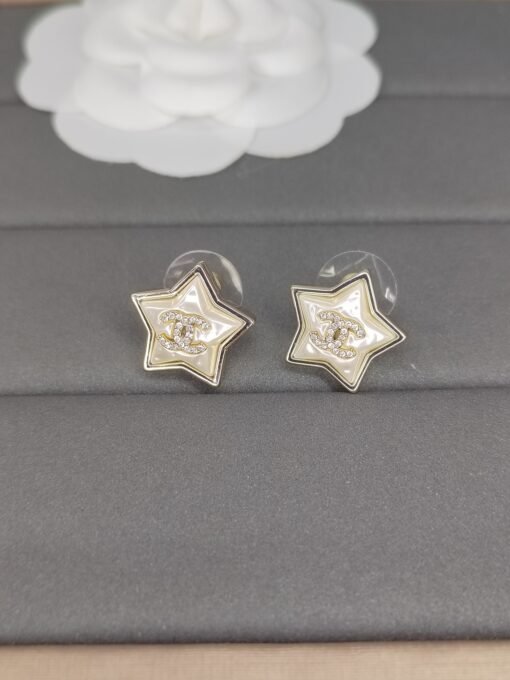 Anel new Chanel new double C diamond pearl stud earrings 59 uniform zp brass material - 图片 2