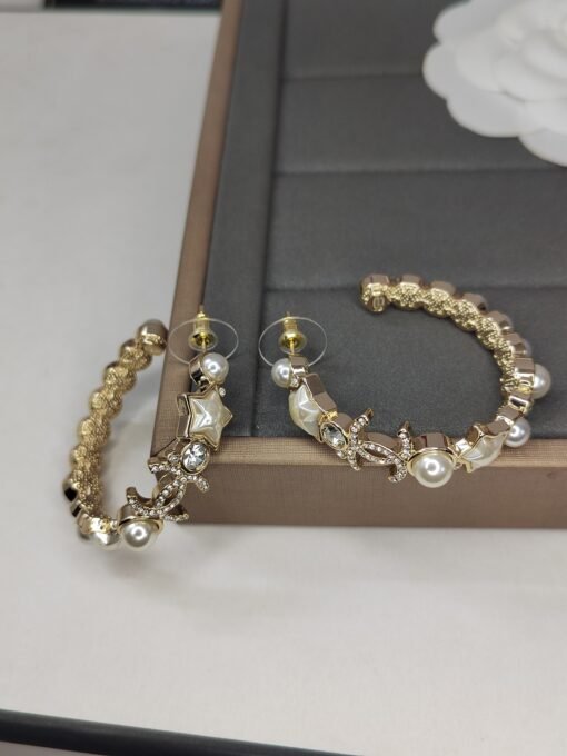 Anel new Chanel new double C diamond-set earrings 6New Chaneluniform zp brass material - 图片 2