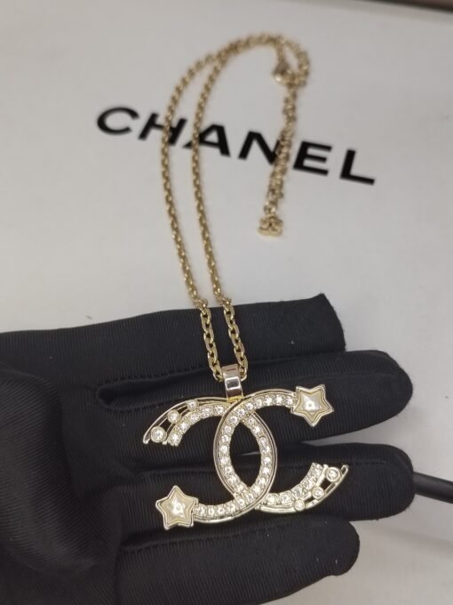 Anel new Chanel new double C diamond star necklace 67 uniform zp brass material