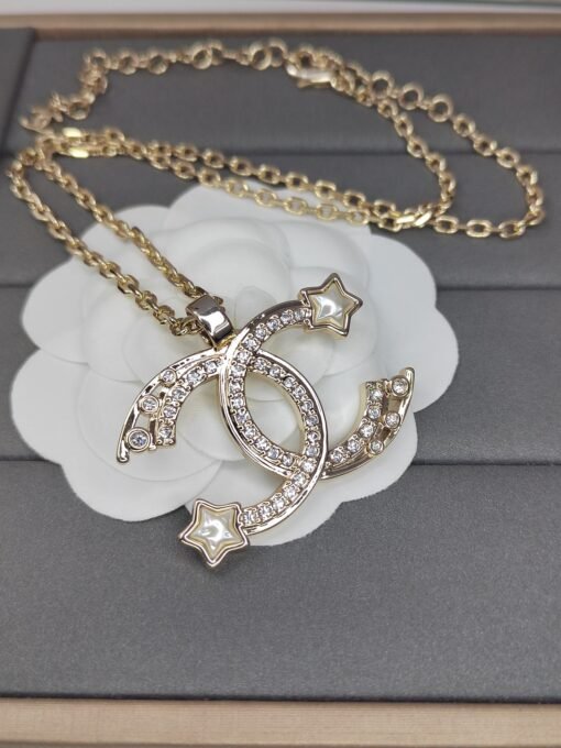 Anel new Chanel new double C diamond star necklace 67 uniform zp brass material - Image 4