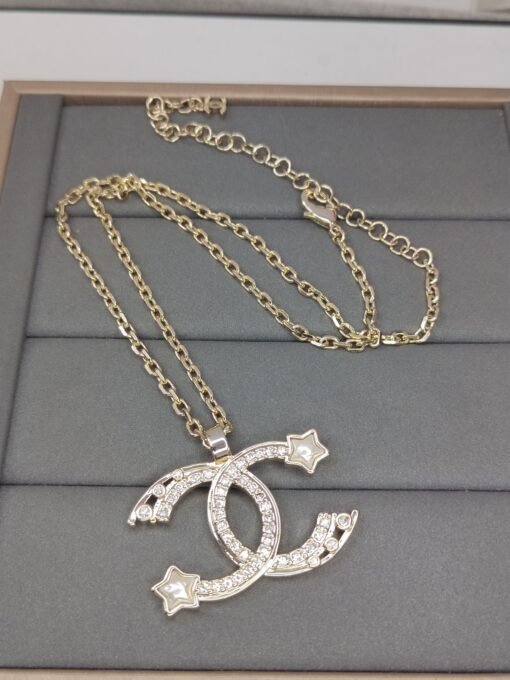 Anel new Chanel new double C diamond star necklace 67 uniform zp brass material - Image 2