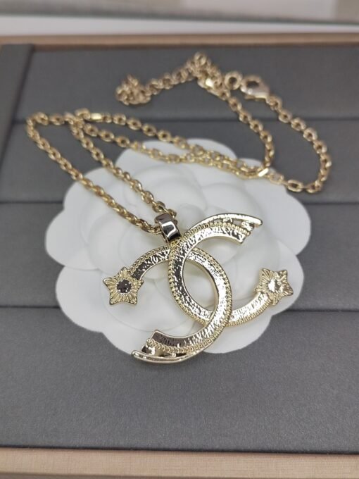 Anel new Chanel new double C diamond star necklace 67 uniform zp brass material - Image 3