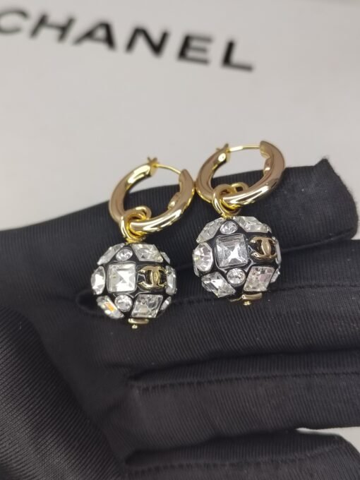 Anel new Chanel new double C diamond earrings 6Newuniform zp brass material